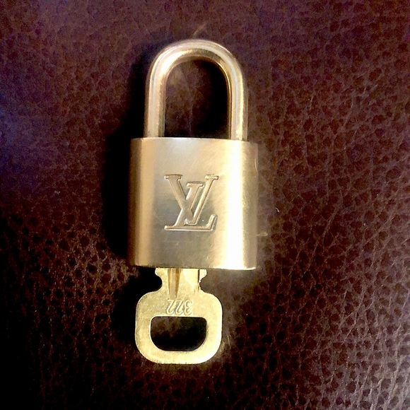 Authentic LOUIS VUITTON Brass Padlock with Matching Key (LV Lock Number  Varies)